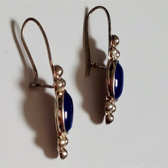 Vintage Sterling Silver Earrings with Lapis Lazuli - Picture 3 of 5